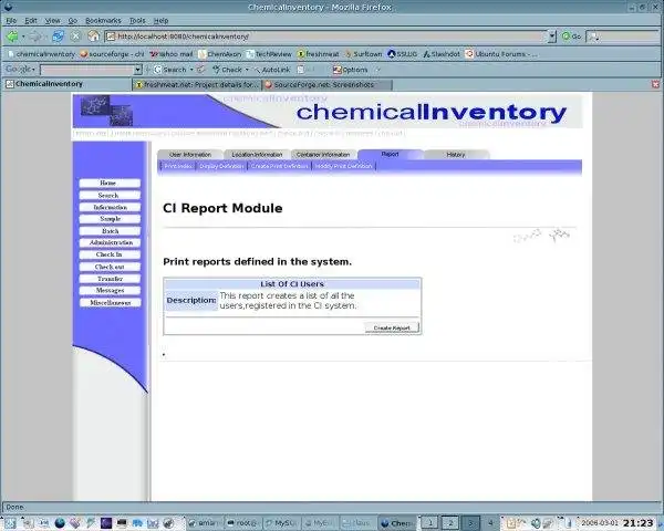 Faça o download da ferramenta da Web ou do aplicativo da Web químicoInventory