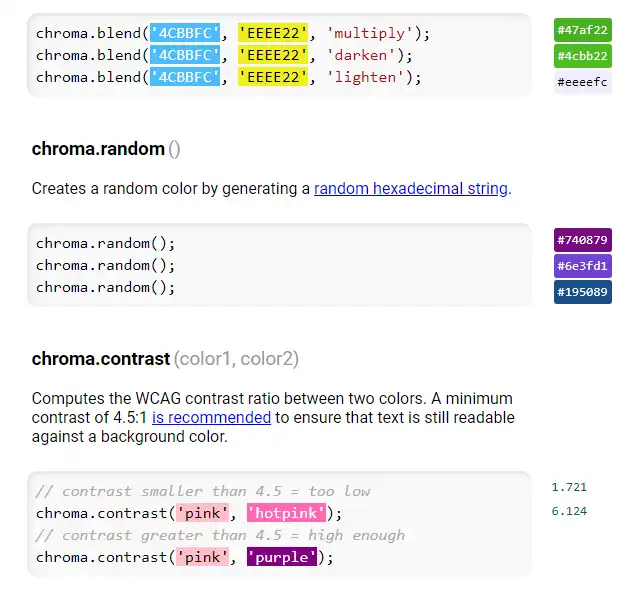 Download web tool or web app Chroma.js