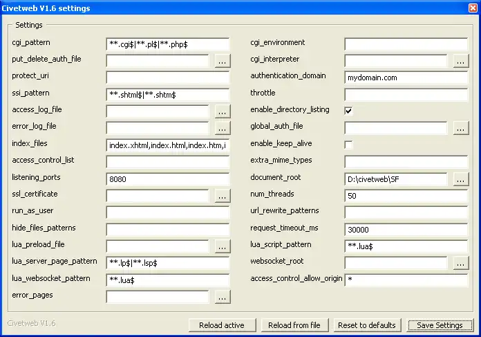 Descargue la herramienta web o la aplicación web civetweb