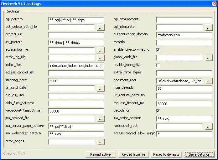 Descargue la herramienta web o la aplicación web civetweb