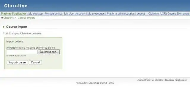 Download web tool or web app Claroline Course Exchange