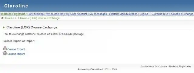 Download web tool or web app Claroline Course Exchange