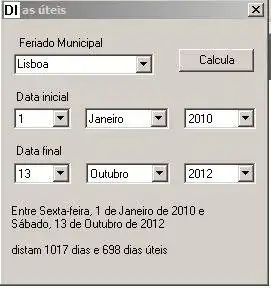 Download web tool or web app Cálculo de dias úteis para Portugal