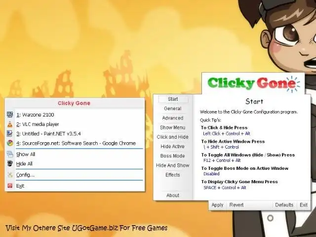 Загрузите веб-инструмент или веб-приложение Clicky Gone