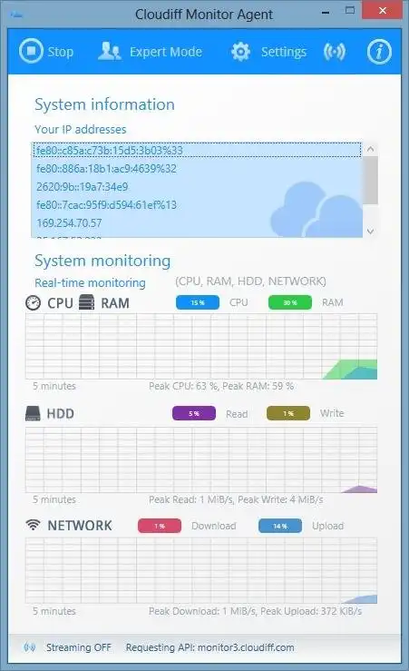 Télécharger l'outil Web ou l'application Web Cloudiff Monitor Agent pour Windows