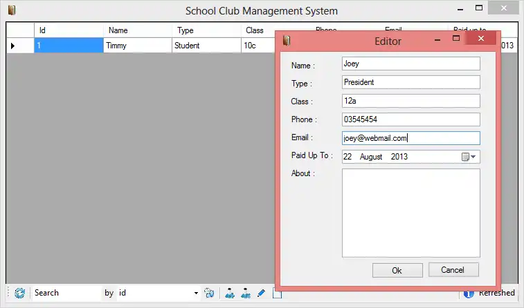 Download web tool or web app Club Management System For Schools