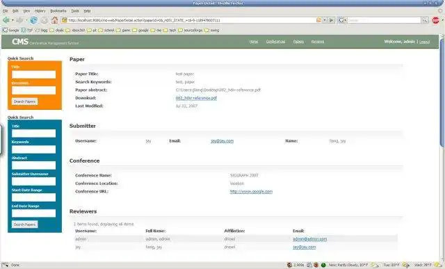 Download web tool or web app CMS - Conference Management System