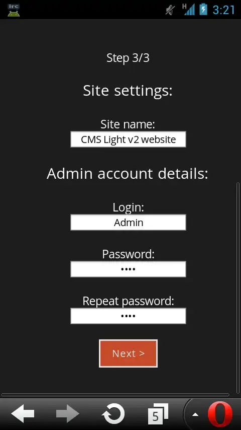 Загрузите веб-инструмент или веб-приложение CMSLight
