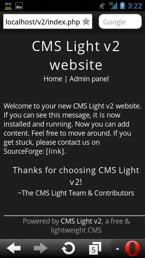 Загрузите веб-инструмент или веб-приложение CMSLight