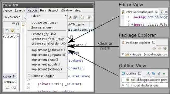 Завантажте веб-інструмент або веб-програму CodeHaggis Eclipse Plugin