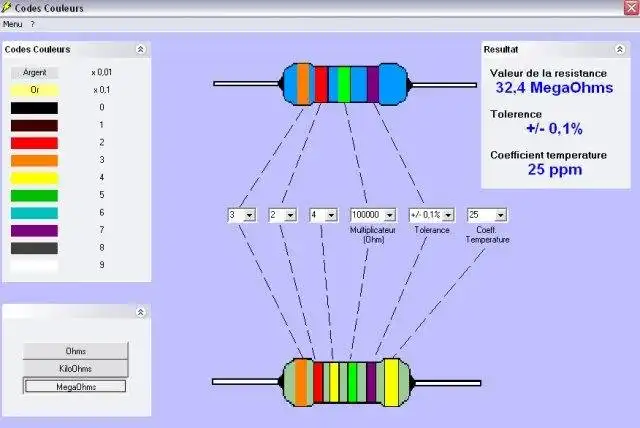 Download web tool or web app Codes des couleurs