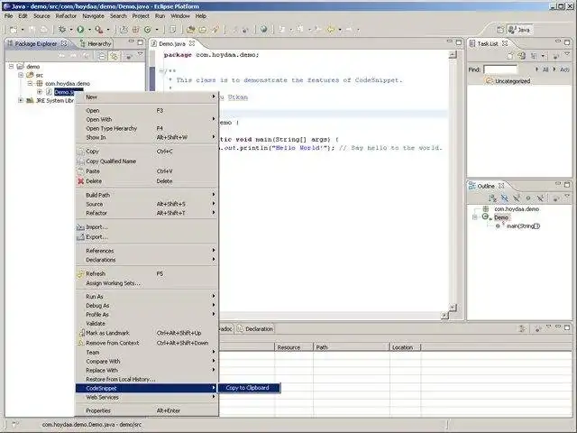 Download web tool or web app CodeSnippet for Eclipse