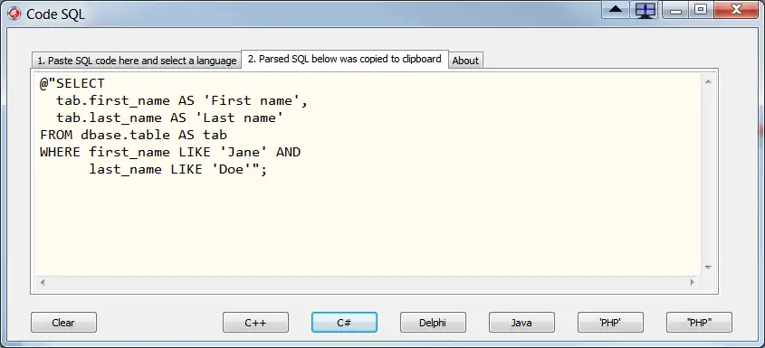 Download web tool or web app CodeSQL