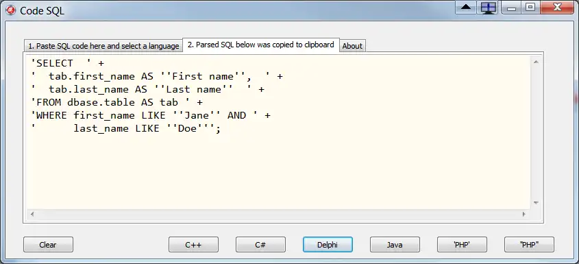 Download web tool or web app CodeSQL
