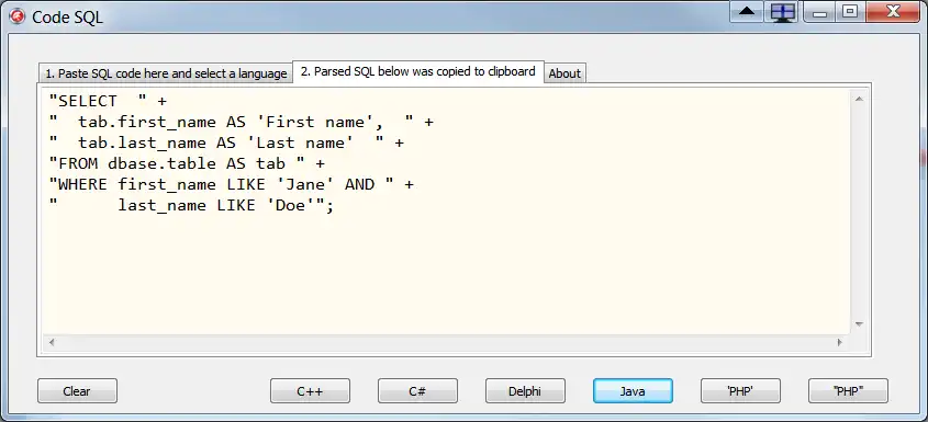 Download web tool or web app CodeSQL