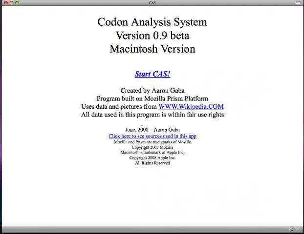 Unduh alat web atau aplikasi web Sistem Analisis Codon (CAS) untuk dijalankan di Linux online