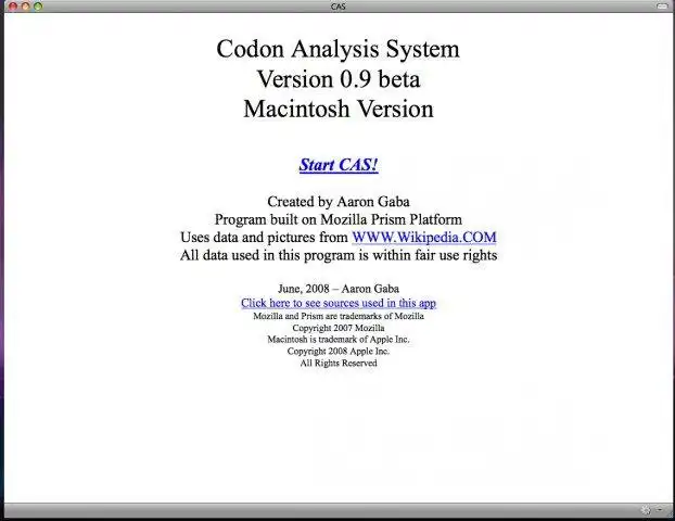 Download web tool or web app Codon Analysis System (CAS) to run in Linux online