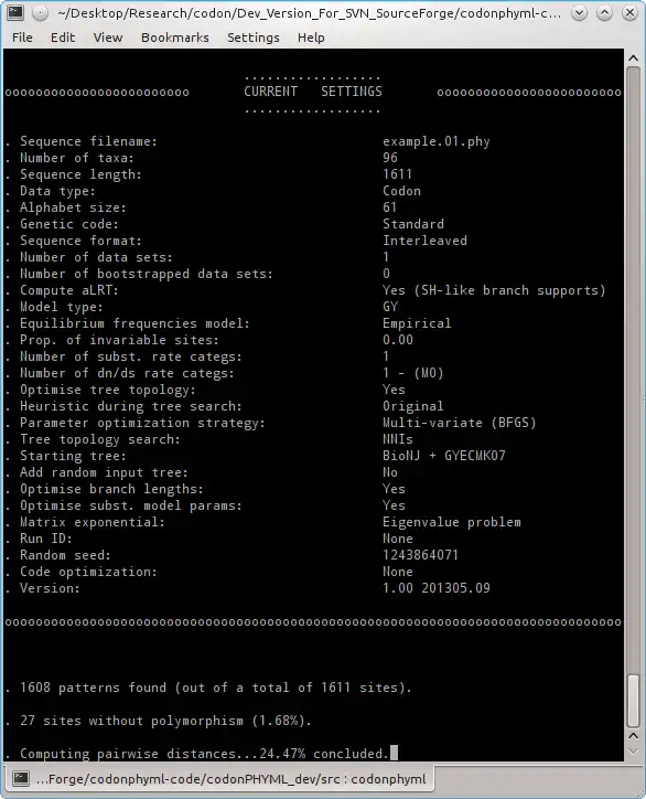 Mag-download ng web tool o web app codonPhyML upang tumakbo sa Windows online sa Linux online