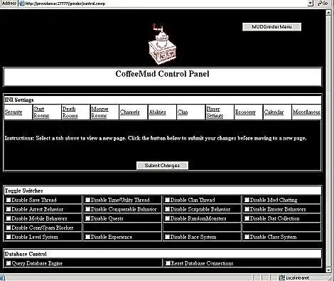 Загрузите веб-инструмент или веб-приложение CoffeeMud