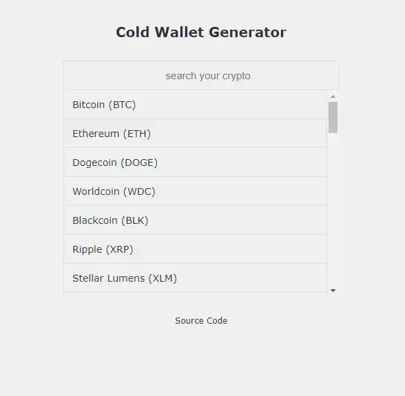 Web aracını veya web uygulamasını indirin Cold Wallet Generator