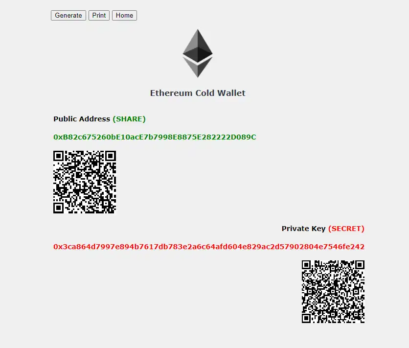 Download web tool or web app Cold Wallet Generator