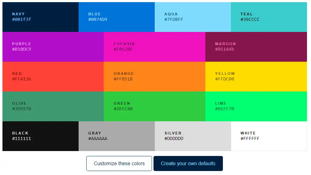 Download web tool or web app colors.css