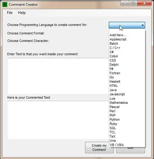 Download web tool or web app Comment Creator