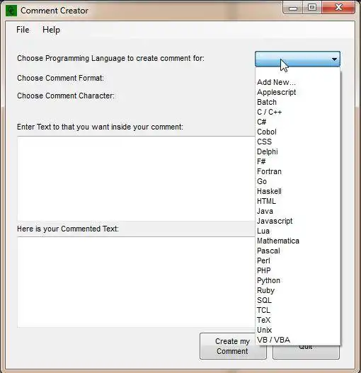 Scarica lo strumento web o l'app web Comment Creator