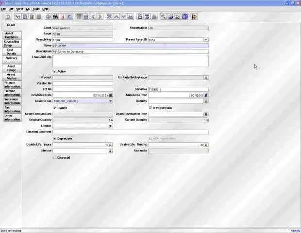 Download web tool or web app Compiere Fixed Assets