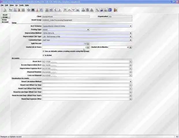 Download web tool or web app Compiere Fixed Assets