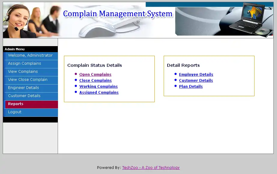 Download web tool or web app Complain Management System