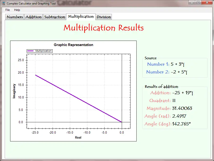 Download web tool or web app Complex Numbers Calculator Graphing Tool