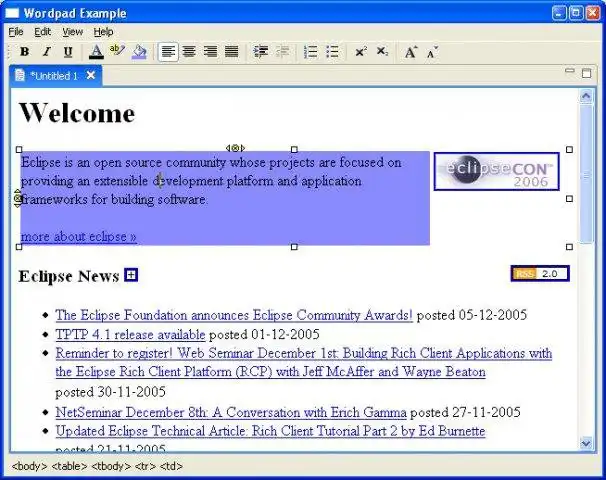 Завантажте веб-інструмент або веб-програму Composer - віджет редактора SWT HTML