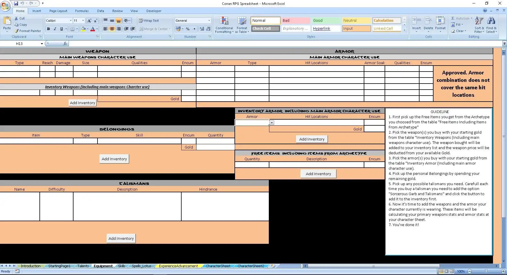 Download web tool or web app Conan RPG 2D20 Spreadsheet to run in Linux online