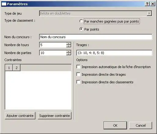 Muat turun alat web atau aplikasi web Concours de Belote untuk dijalankan dalam Windows dalam talian melalui Linux dalam talian