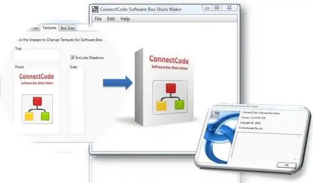 قم بتنزيل أداة الويب أو تطبيق الويب ConnectCode Software Box Shot Maker