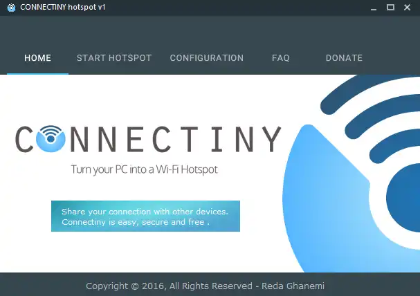 הורד כלי אינטרנט או אפליקציית אינטרנט CONNECTINY Hotspot