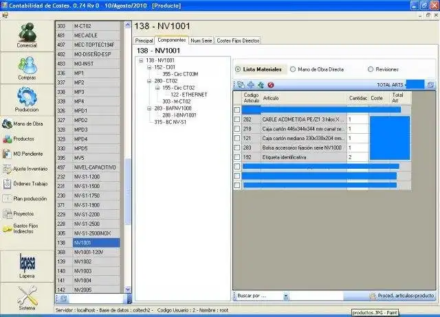 Download web tool or web app Contabilidad de costes y control stock