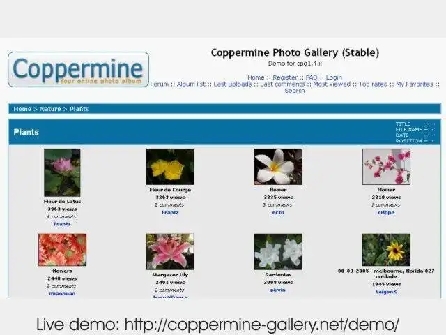 قم بتنزيل أداة الويب أو تطبيق الويب Coppermine Photo Gallery