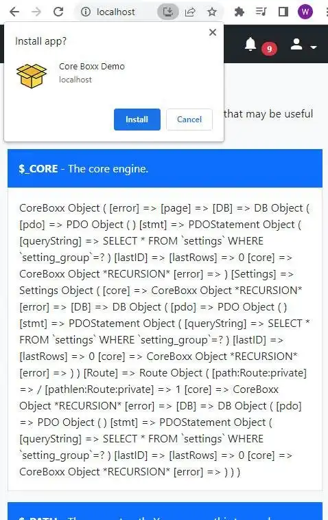 Téléchargez l'outil Web ou l'application Web Core Boxx - Framework PHP modulaire