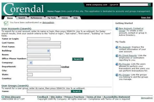 Download web tool or web app Corendal Directory