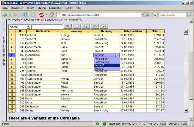 Download web tool or web app CoreTable