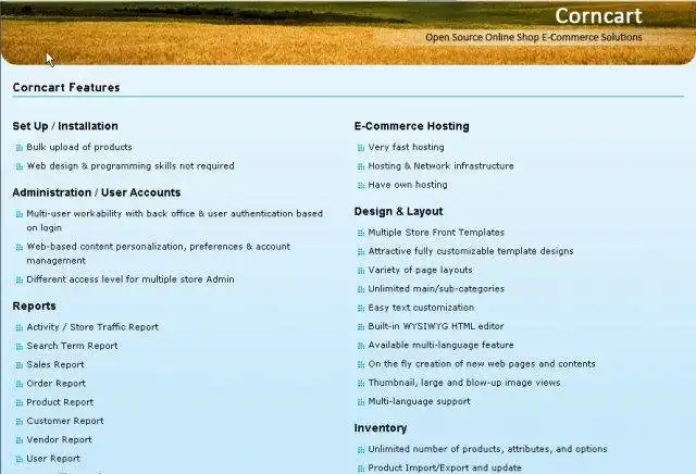 Download web tool or web app Corncart