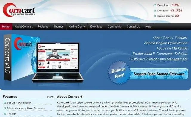 Загрузите веб-инструмент или веб-приложение Corncart
