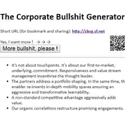 قم بتنزيل تطبيق Corporate Bullshit Generator Windows مجانًا لتشغيل برنامج Win Wine عبر الإنترنت في Ubuntu عبر الإنترنت أو Fedora عبر الإنترنت أو Debian عبر الإنترنت