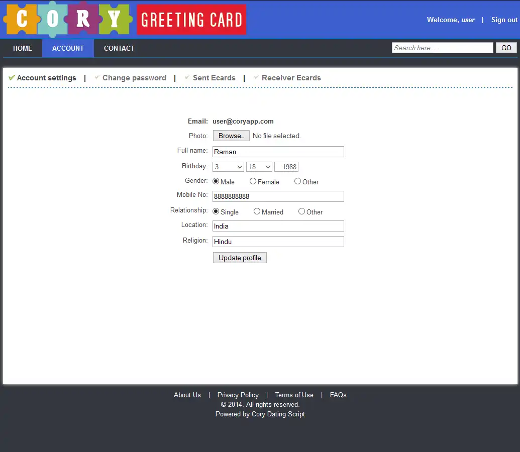 ابزار وب یا برنامه وب Cory Greeting Cards را دانلود کنید