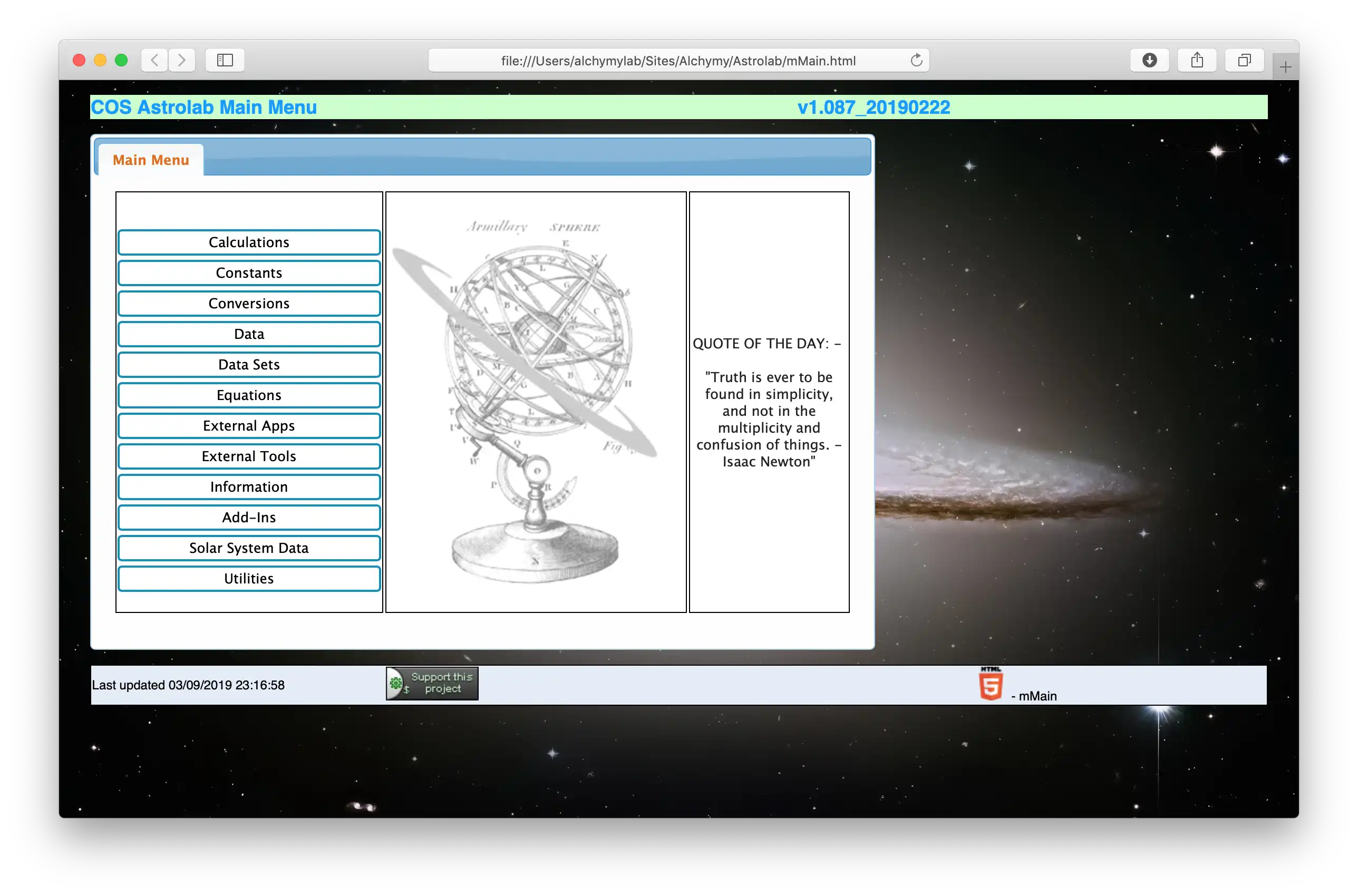 Download web tool or web app COS - Astrolab