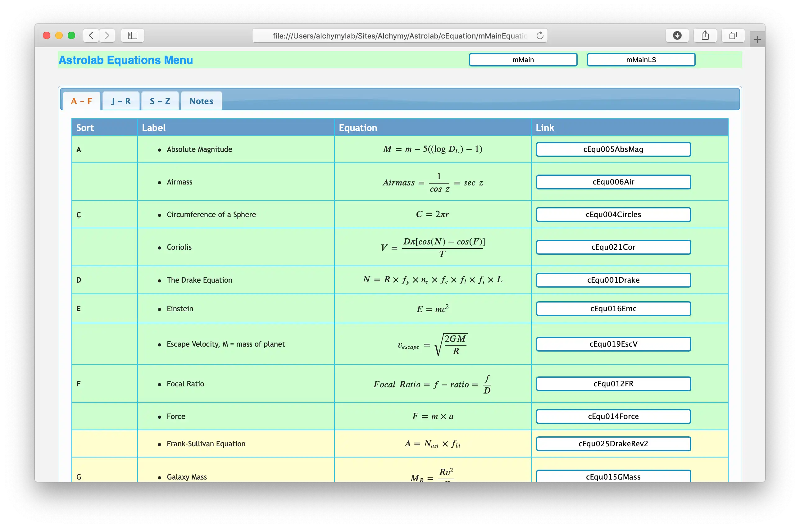 Download web tool or web app COS - Astrolab