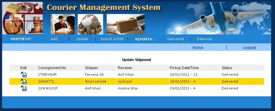 Download web tool or web app Courier Management System