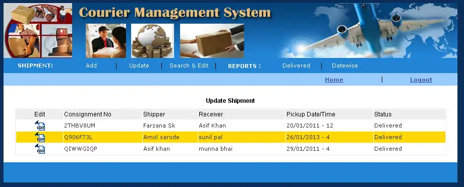 ดาวน์โหลดเครื่องมือเว็บหรือเว็บแอป Courier Management System